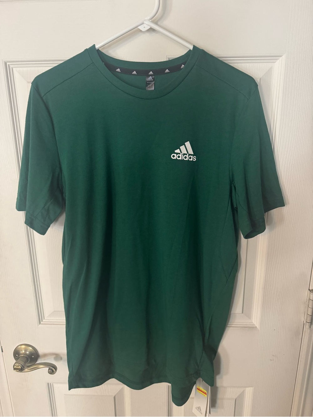 adidas Men's Dark Green Athletic Tee with White Logo Size S